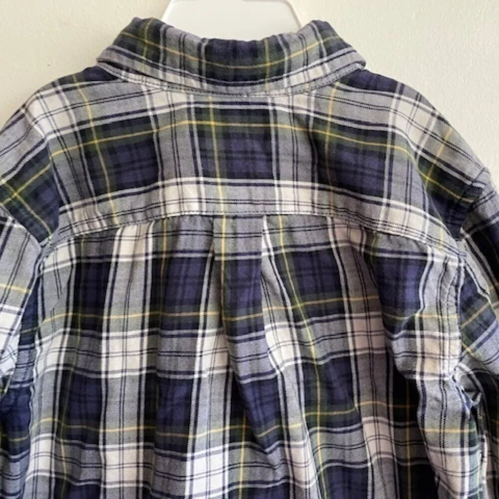 RALPH LAUREN Boys Blue Plaid Tartan Button Down Shirt Long Sleeve 6